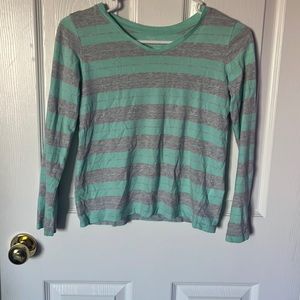 Faded Glory teal and grey striped long sleeve. Size Youth large 10-12.